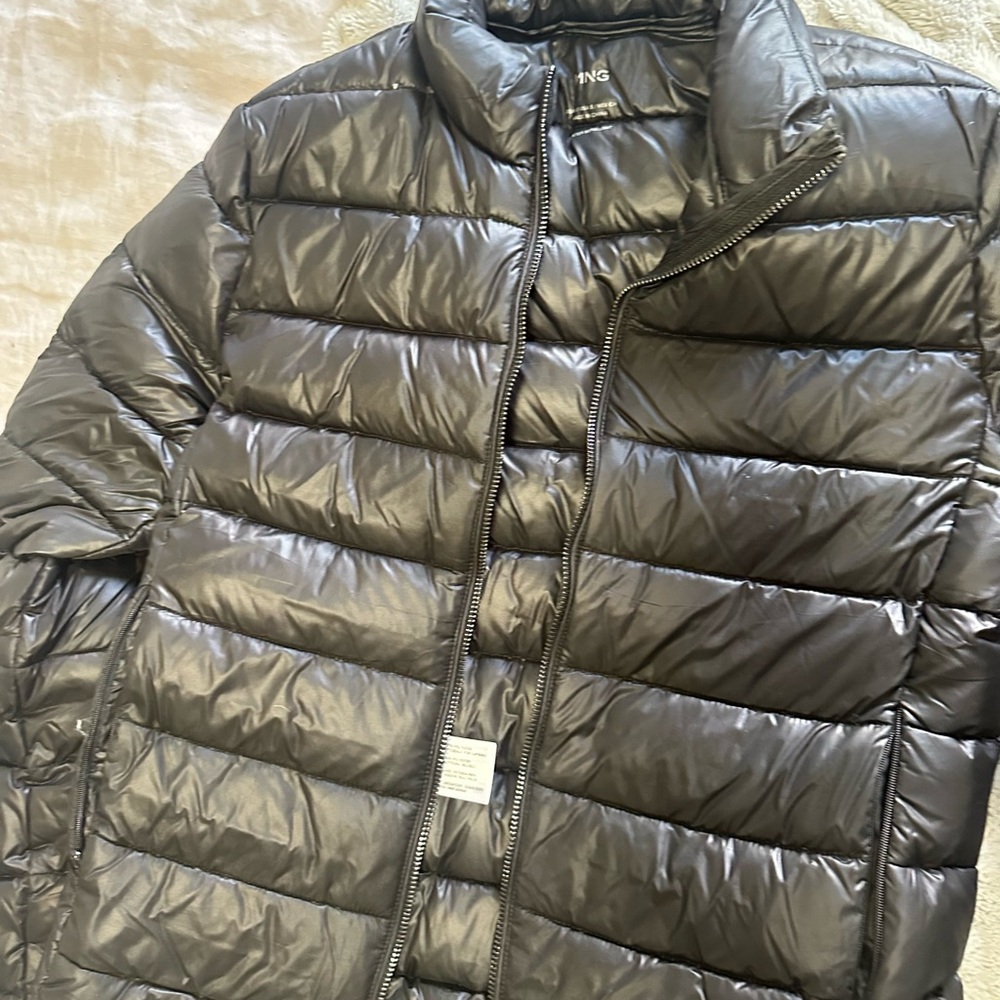 Mango Shiny Black Puffer Jacket